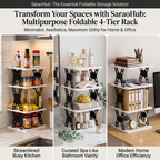 Multipurpose Foldable 4 Layer Storage Rack | Space Saving Kitchen | Foldable Countertop Storage Stand