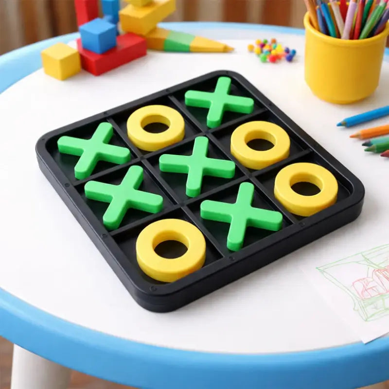 Classic Tic Tac Toe Board Game with Interlocking X & O Pieces