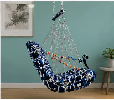 Cotton Baby Swing Chair – Foldable Hanging Jhula with Safety Belt for Kids | Washable Indoor & Outdoor Baby Swing