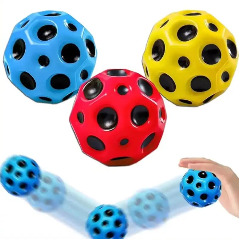 Bouncing Moon Ball – Colorful Hole Design Bouncy Ball Toy for Kids, Outdoor Games & Fun Play