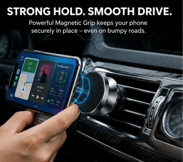 MagHold 360° Magnetic Car Mobile Holder for AC Vent | Strong Magnet Zinc Alloy Phone Mount | Universal Rotatable Car Phone Holder for All Smartphones
