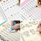Magic Practice Copybook Set for Kids | 4 Reusable Handwriting Books with 10 Refills, Pen & Grip | Alphabet, Numbers, Drawing & Math Learning Activity Books