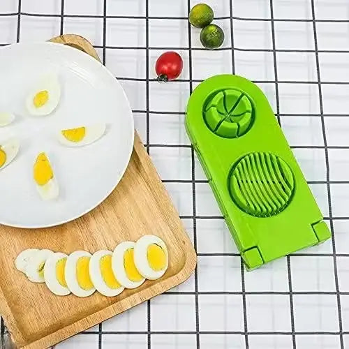 Rimoal 2 in 1 Egg Cutter and Slicer – Plastic Kitchen Tool (Green)