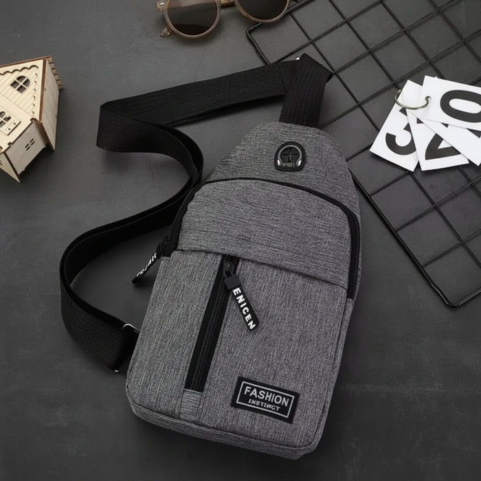 Waterproof Waist Bag, Shoulder Bags USB Charging Earphone Hook Sling Travel Bag