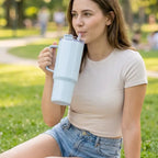 1800ml Insulated Travel Tumbler with Handle and Straw | Large-Capacity Leak-Resistant Drinkware