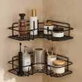 Self Adhesive Metal Corner Shelf for Bathroom & Kitchen | Wall Mounted L-Shape Storage Rack (Pack of 2)