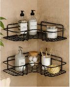 Self Adhesive Metal Corner Shelf for Bathroom & Kitchen | Wall Mounted L-Shape Storage Rack (Pack of 2)