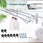 Clothes Rail Rack Clothes Drying Racks, Airer Clothes Drying Rack Wall Mounted Clotheshorse Clothes Airer Washing Cloth Line Extendable Fold Towel Rack Bar for Bathroom Indoor Outdoor