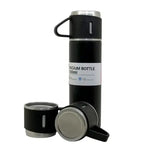 Stainless Steel Vacuum Flask Set with 3 Steel Cups Combo for Coffee Hot Drink and Cold Water Flask Ideal Gifting Travel Friendly Latest Flask Bottle. (500ml)