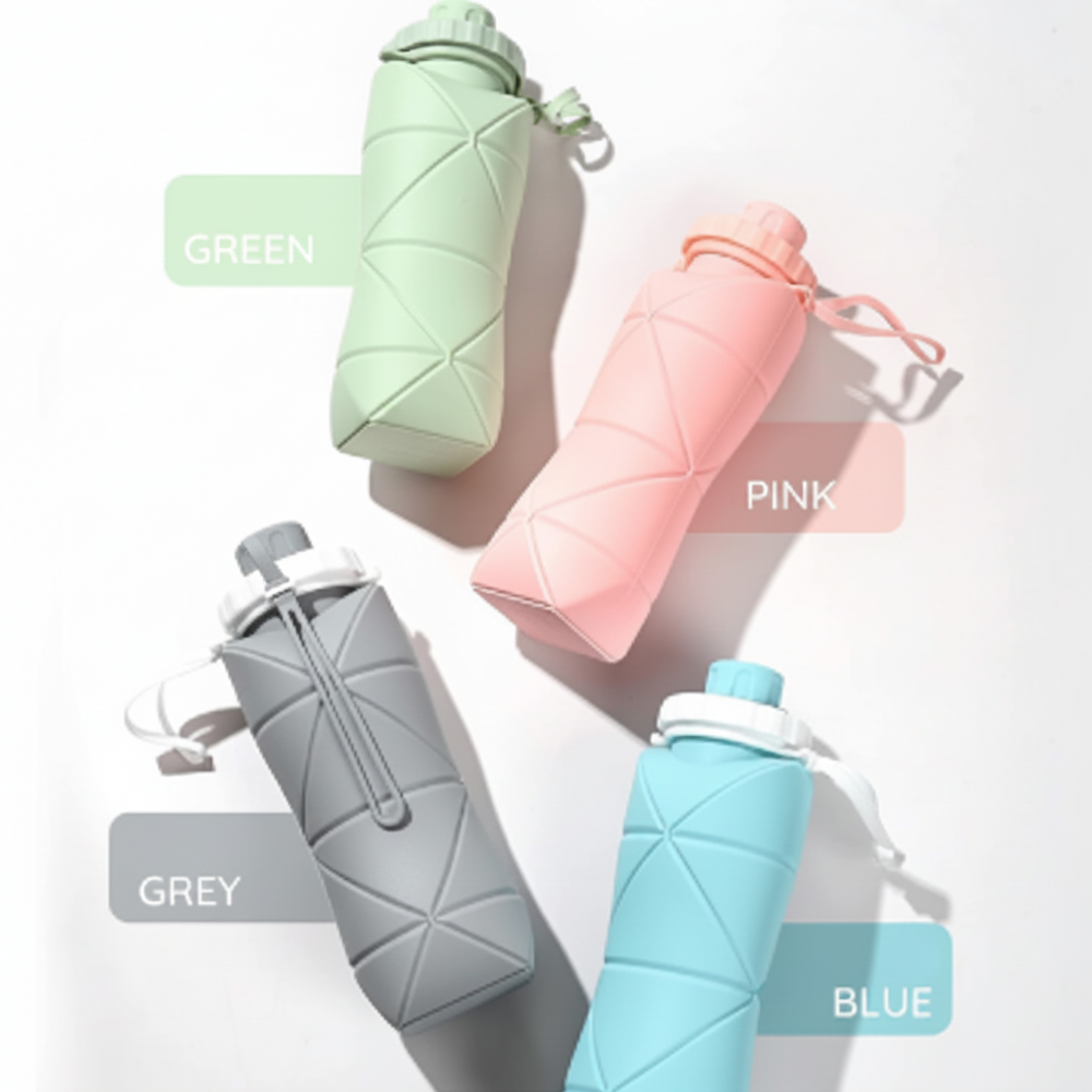 UltraFold™ 600ML Collapsible Silicone Water Bottle – Leakproof, Travel-Ready Hydration