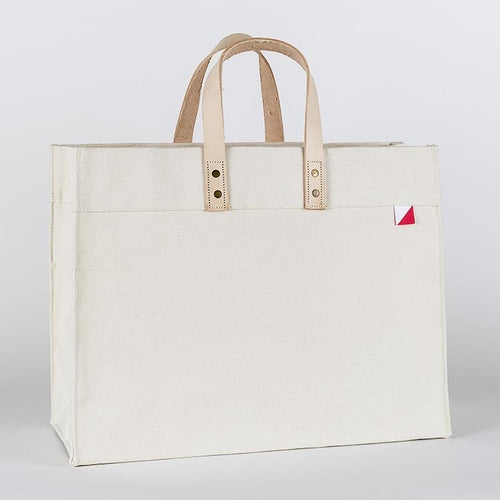 Box Tote Bag Canvas and Leather