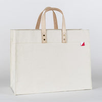 Box Tote Bag Canvas and Leather