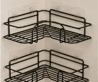 Self Adhesive Metal Corner Shelf for Bathroom & Kitchen | Wall Mounted L-Shape Storage Rack (Pack of 2)