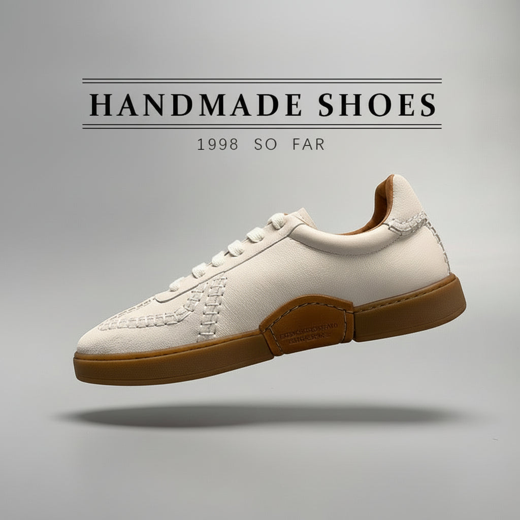 Baseball Low-cut Genuine Leather Sneakers Men's White Shoes