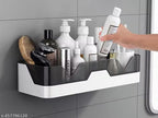 Self-Adhesive Plastic Bathroom Rack, Bathroom Shelf Organizer, Wall Mounted Shelf, Bathroom Hardware and Accessories, Storage Racks Kitchen Bathroom Accessories Rack Shelf (Pack of 1)