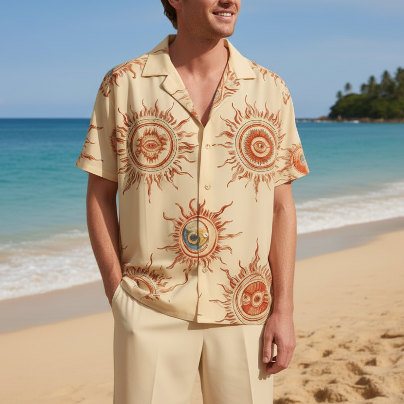 Printed Casual Fashion Mens Short-Sleeve Shirt