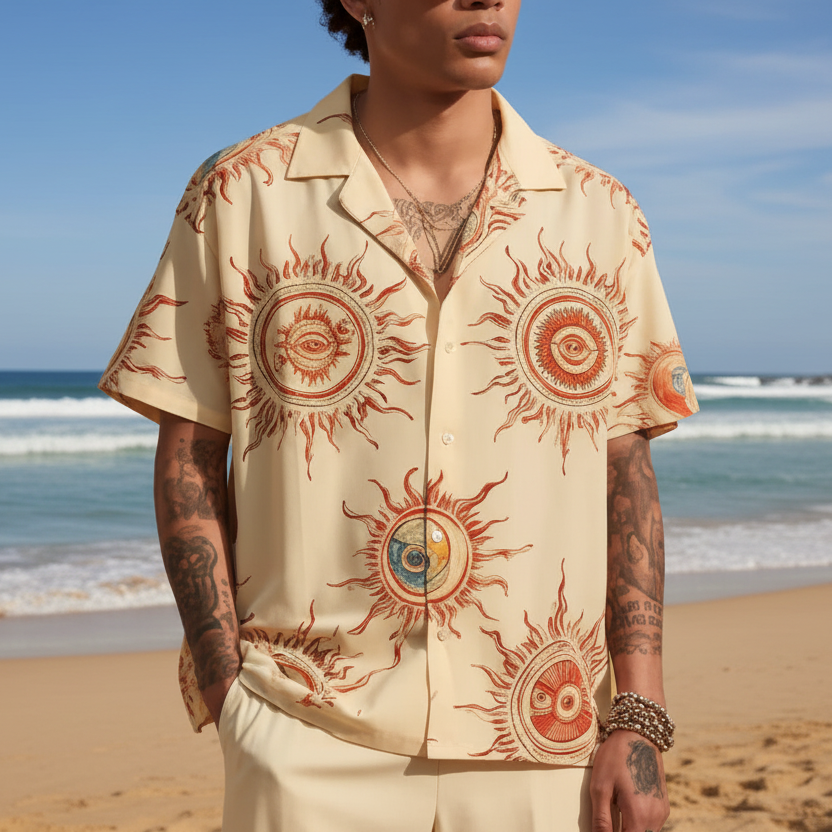 Printed Casual Fashion Mens Short-Sleeve Shirt