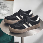 All-matching PU Leather Couple Flat Sneakers Men