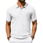 Men's Lapel Polo Shirt Linen Pocket T-Shirt
