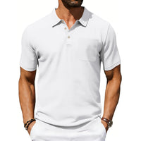 Men's Lapel Polo Shirt Linen Pocket T-Shirt