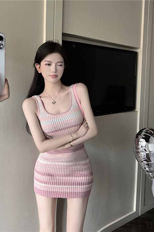 Summer Women's New Small Knitted Vest Dress