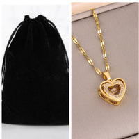 Double-layer Love Necklace With Rhinestones Titanium Steel Pendant Fashion Jewelry Woman Valentines Day Gift