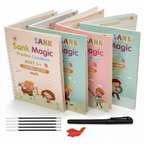 Magic Practice Copybook Set for Kids | 4 Reusable Handwriting Books with 10 Refills, Pen & Grip | Alphabet, Numbers, Drawing & Math Learning Activity Books