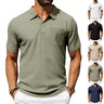 Men's Lapel Polo Shirt Linen Pocket T-Shirt
