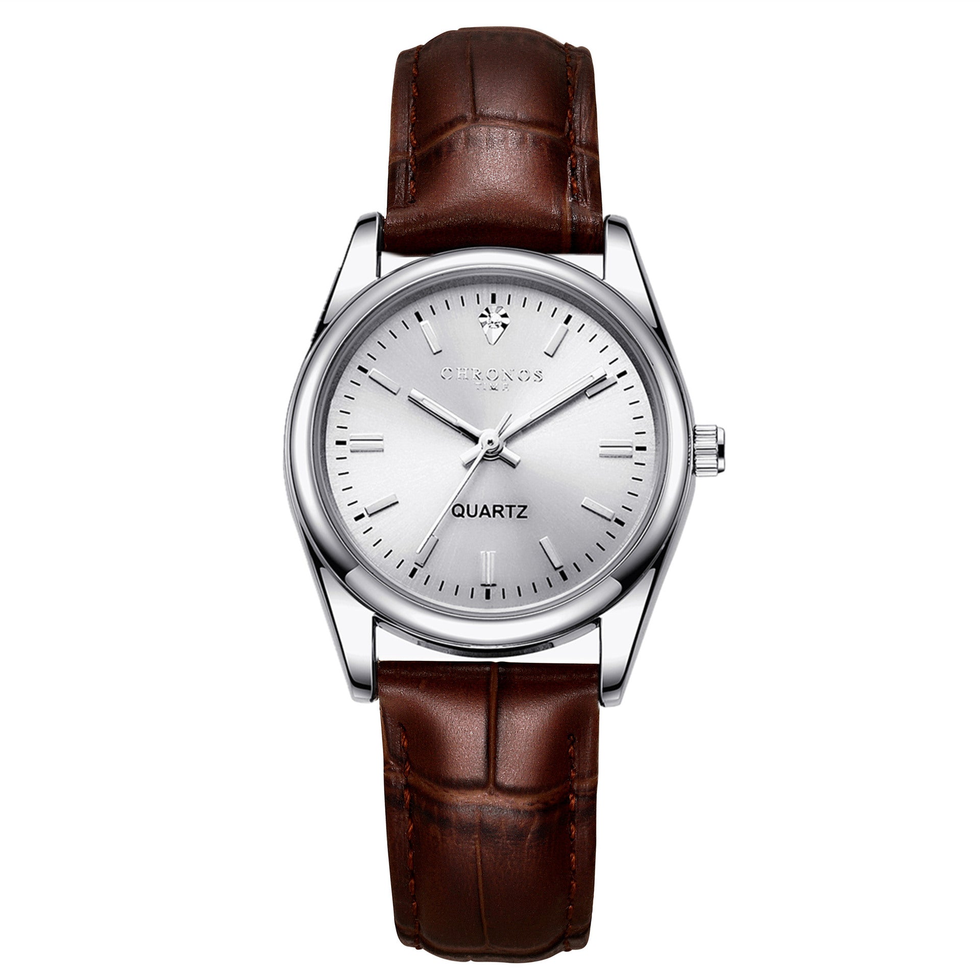Womens Fashion Wristwatch With A Genuine Leather Strap And Luminous Quartz Movement