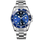 Magnifying Glass Calendar Mens Watch With A Steel Strap