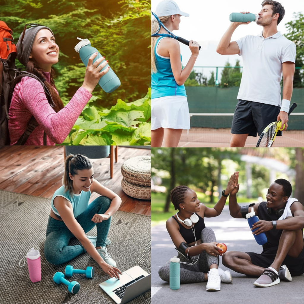 UltraFold™ 600ML Collapsible Silicone Water Bottle – Leakproof, Travel-Ready Hydration