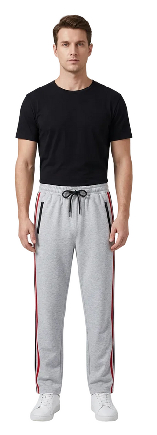 Gray track pants front view