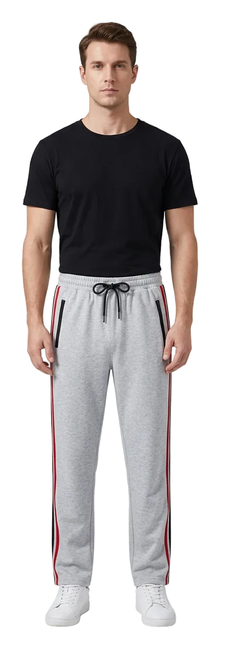 Gray track pants front view