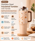 Cute Aesthetic Stainless Steel Handle Tumbler – Reusable Travel Cup with Straw for Hot & Cold Beverages