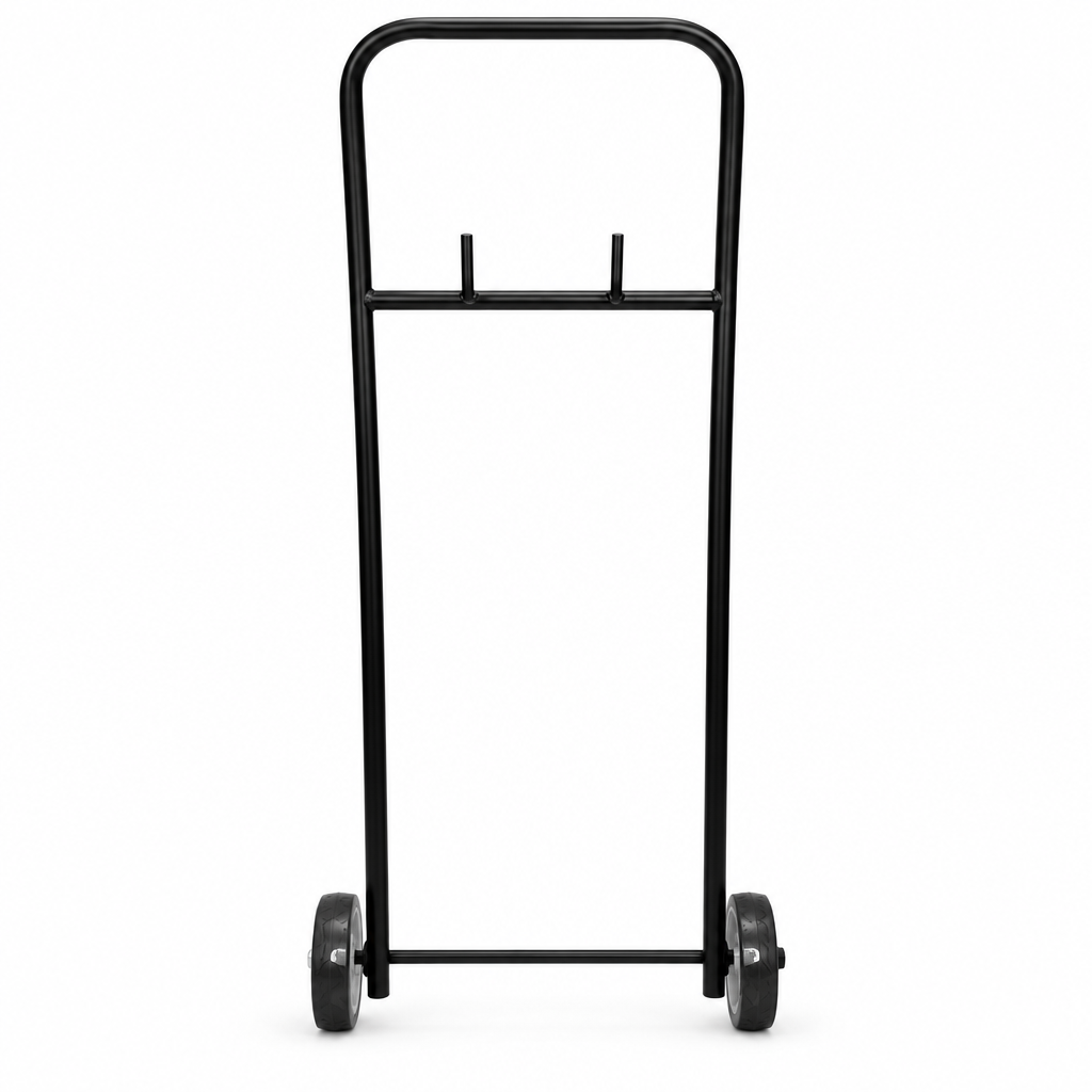 Black gas cylinder trolley, white-background product view