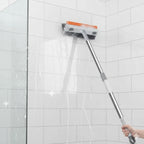 3-in-1 Orange Wiper Brush – Long Handle Bathroom Floor & Glass Cleaning Squeegee