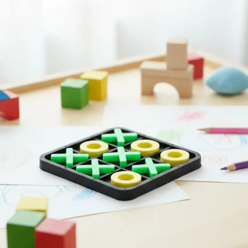 Classic Tic Tac Toe Board Game with Interlocking X & O Pieces