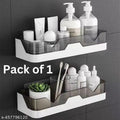 Self-Adhesive Plastic Bathroom Rack, Bathroom Shelf Organizer, Wall Mounted Shelf, Bathroom Hardware and Accessories, Storage Racks Kitchen Bathroom Accessories Rack Shelf (Pack of 1)