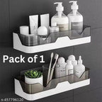 Self-Adhesive Plastic Bathroom Rack, Bathroom Shelf Organizer, Wall Mounted Shelf, Bathroom Hardware and Accessories, Storage Racks Kitchen Bathroom Accessories Rack Shelf (Pack of 1)