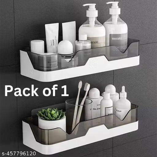 Self-Adhesive Plastic Bathroom Rack, Bathroom Shelf Organizer, Wall Mounted Shelf, Bathroom Hardware and Accessories, Storage Racks Kitchen Bathroom Accessories Rack Shelf (Pack of 1)