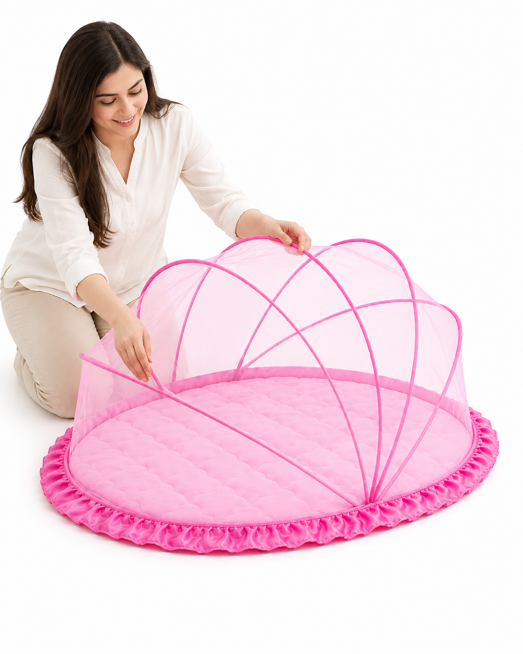 Foldable Baby Mosquito Net with Bedding – Portable Washable Infant Sleeping Bed Protector