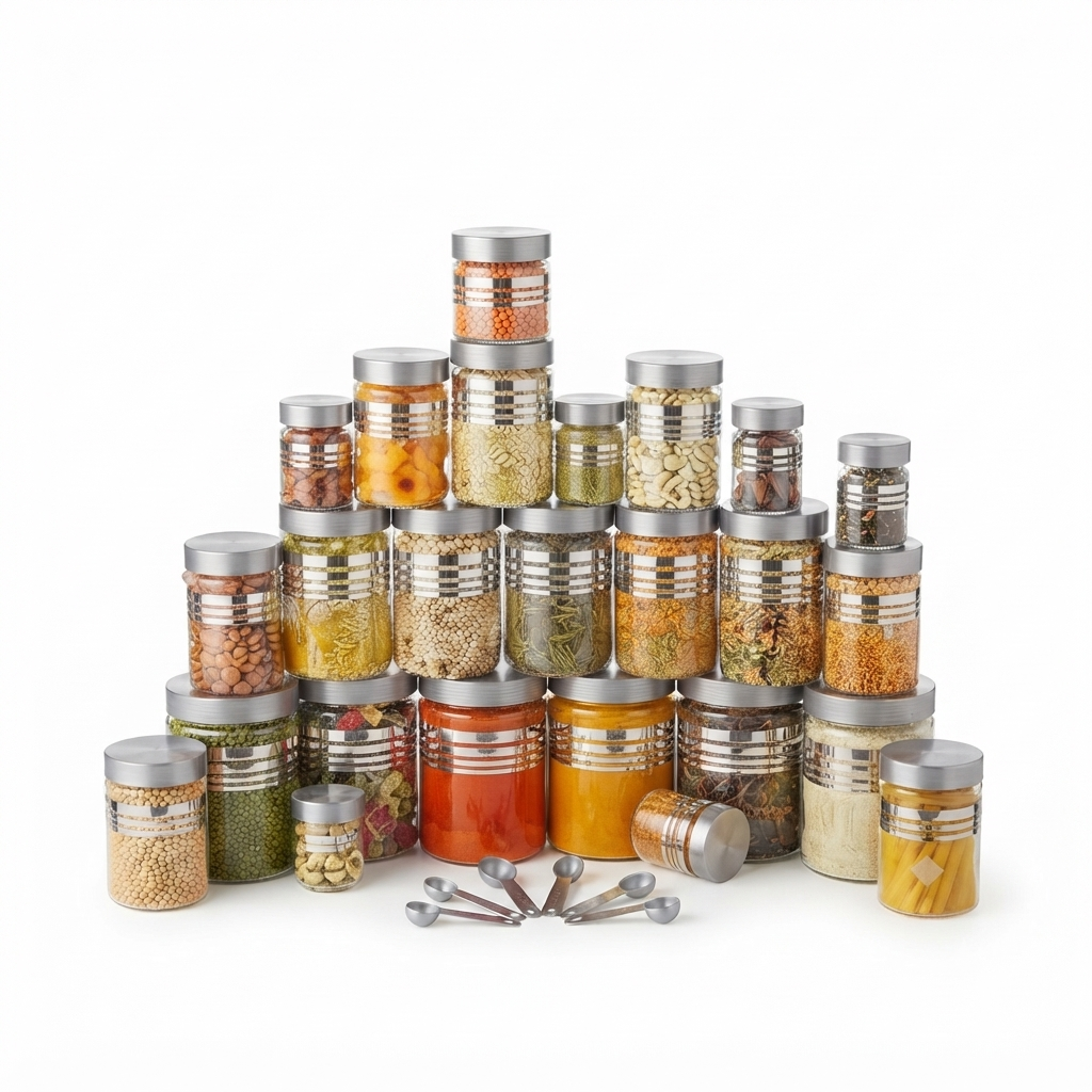 Airtight Kitchen Storage Jars & Containers – Pack of 20 | Multipurpose Fridge & Pantry Organizers