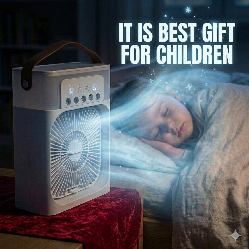 Portable Air Cooler Fan & 5-Mist Humidifier | Safe for Kids & Seniors