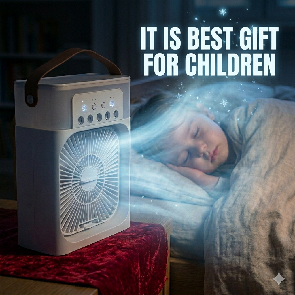 Portable Air Cooler Fan & 5-Mist Humidifier | Safe for Kids & Seniors