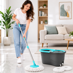 360° Spin Mop & Twin Bucket Floor Cleaning System | Microfiber Mop with 2 Refill Heads, Hands-Free Wringing & Easy Drain