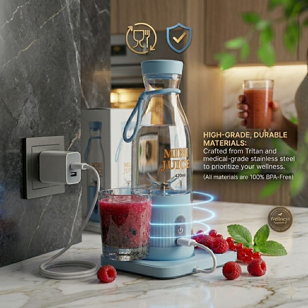 Portable Mini Juice Blender - 420ml Rechargeable USB Personal Fruit Mixer