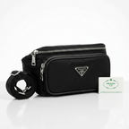 Tessuto Nylon Belt Bag – Black Luxury Waist Pouch with Authenticity Card