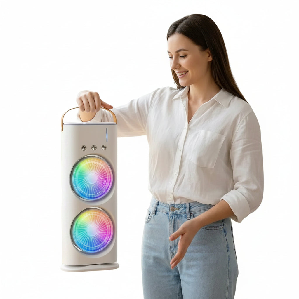 S8 Portable Dual-Fan Misting Air Cooler with Remote Control