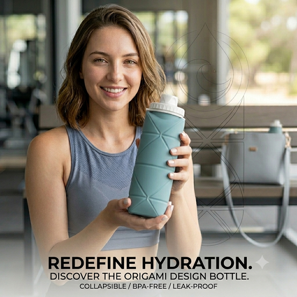 UltraFold™ 600ML Collapsible Silicone Water Bottle – Leakproof, Travel-Ready Hydration