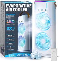 S8 Portable Dual-Fan Misting Air Cooler with Remote Control